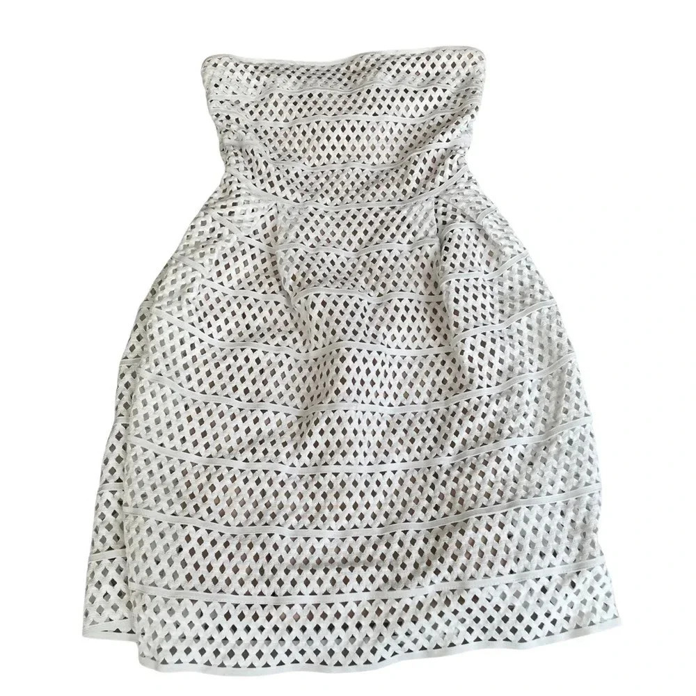 L’atiste By Amy Beige Stunning Cut Out Strapless Dress w/nude lining • Small